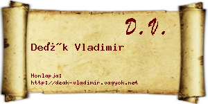 Deák Vladimir névjegykártya